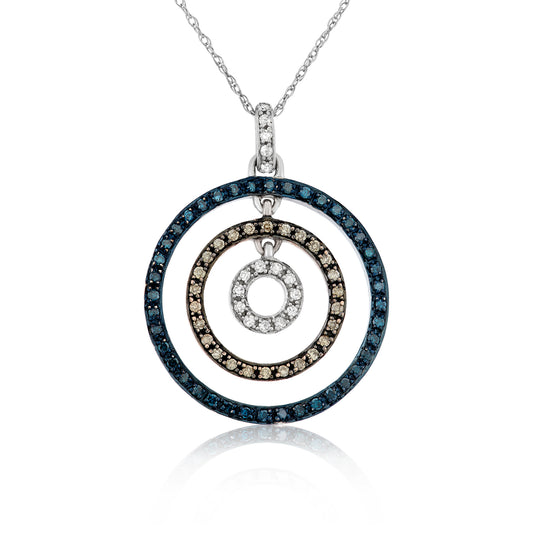 10k White Gold 0.40 ct TDW White Diamond Concentric Circle Necklace
