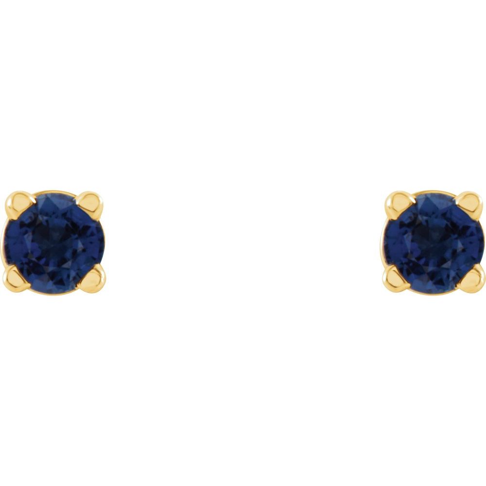 14k Yellow Gold 2.5 mm Natural Blue Sapphire Stud Earrings