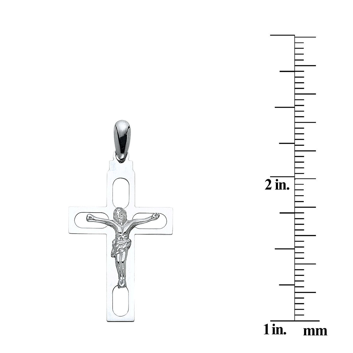 14k White Gold Crucifix Religious Pendant