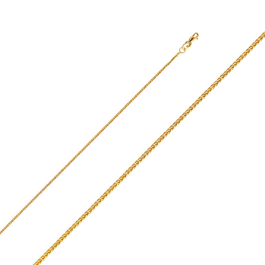 14k Yellow Gold 1mm Diamond-cut Wheat Pendant Chain Necklace