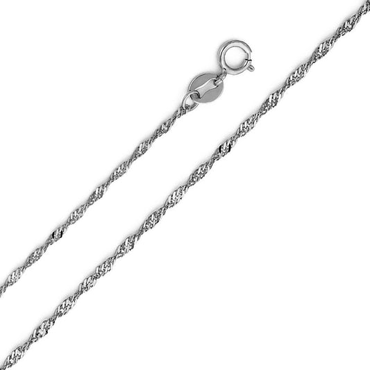 14k White Gold 1.2mm Singapore Pendant Chain Necklace