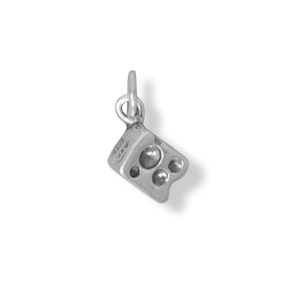 Authentic 925 Sterling Silver 3D Cheese Wedge Women's Charm for Bracelet or Necklace