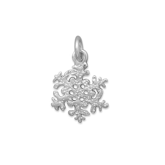 Authentic 925 Sterling Silver Shiny Snowflake Women's Charm for Bracelet or Necklace