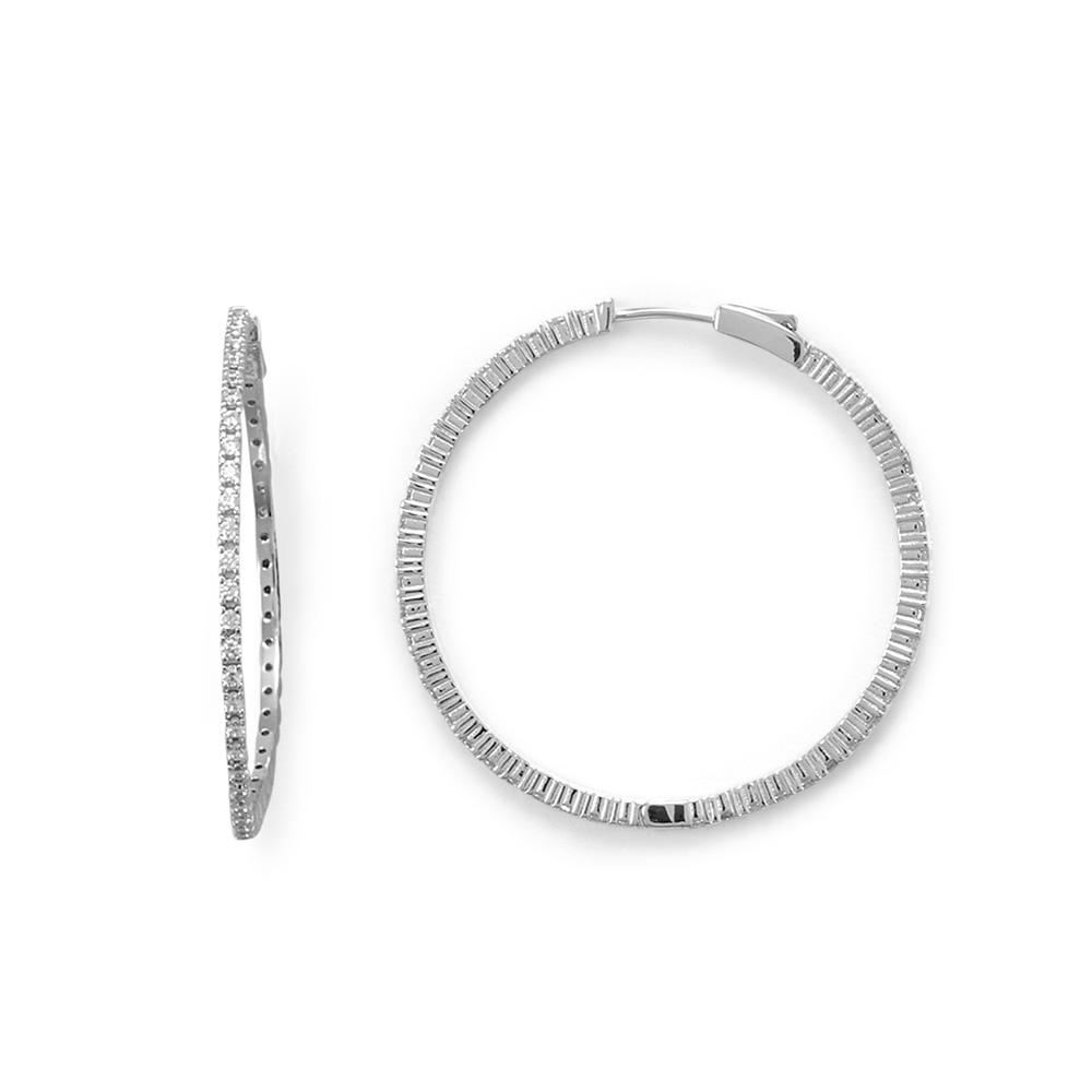 Sterling Silver Cubic Zirconia Hoop Earrings (40mm)