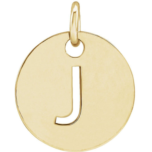 18k Gold Plated 925 Silver Initial J Disc 0.39" Pendant for Men or Women