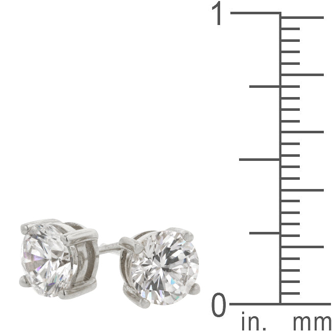 Sterling Silver 6.5mm Round Cubic Zirconia Stud Earrings