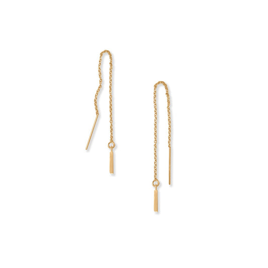 14k Gold Plated Sterling Silver 'I' Initial Threader Earrings