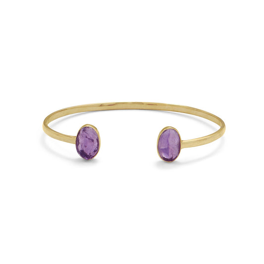 14kt Gold Plated Sterling Silver Rough Cut Amethyst Cuff