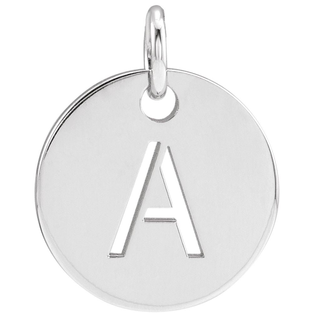 Authentic 925 Sterling Silver Initial A Disc 0.39" Pendant for Men or Women