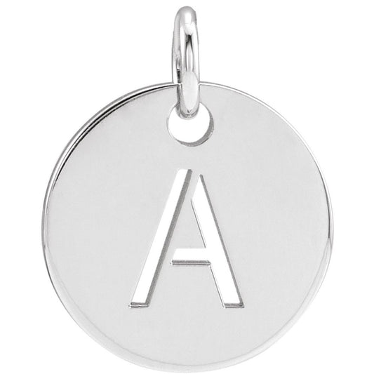 Authentic 925 Sterling Silver Initial A Disc 0.39" Pendant for Men or Women