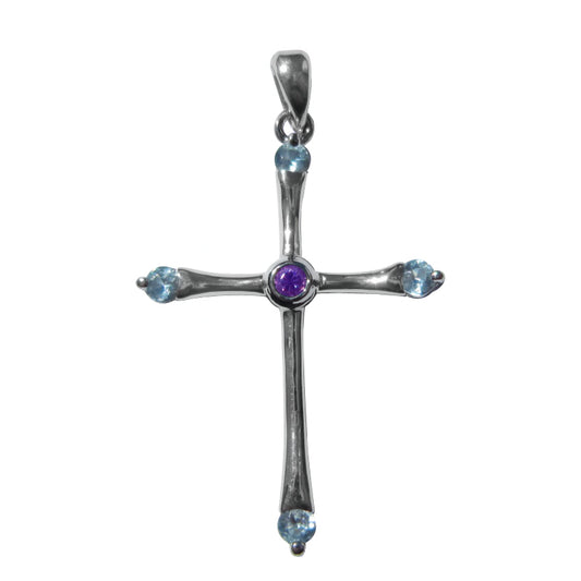 Sterling Silver Cubic Zirconia Roman Cross Pendant Charm