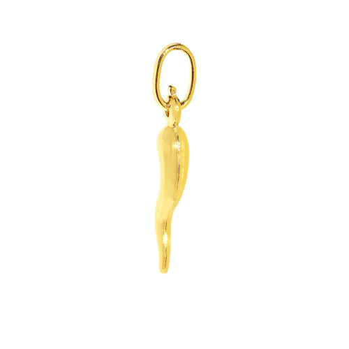 Genuine 14k Yellow Gold 0.78" Hollow Lucky Italian Cornicello Horn Pendant For Men and Women - Lucky Protection Charm, Father's Day, Anniversary, Birthday