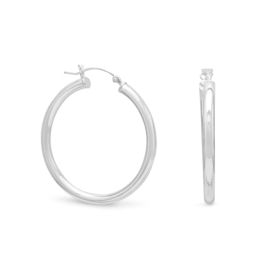 Sterling Silver 35-mm Tube Hoop Earrings