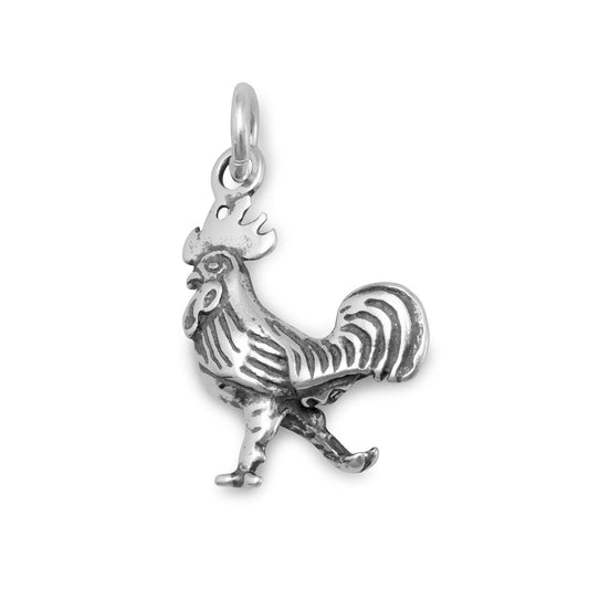 Authentic 925 Sterling Silver Rooster Women's Charm for Bracelet or Necklace