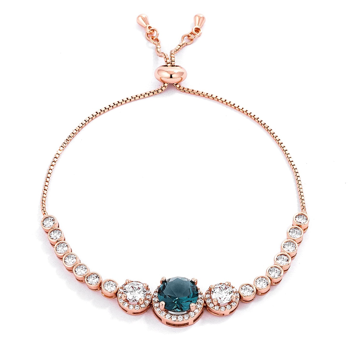 Adjustable Rose Goldplated Graduated CZ Bolo Tennis Bracelet