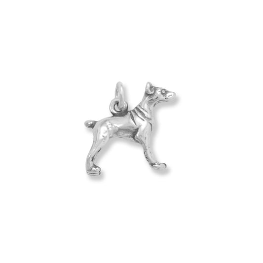 Authentic 925 Sterling Silver 3D Darn Good Dog! Doberman Pinscher Women's Charm for Bracelet or Necklace