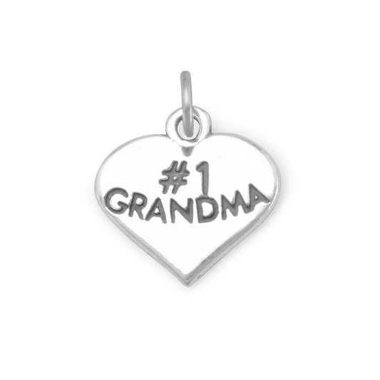 Authentic 925 Sterling Silver #1 Grandma Women's Charm for Bracelet or Necklace