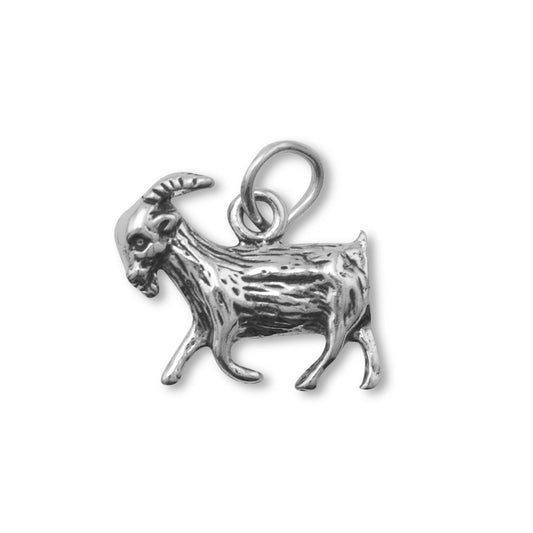 Authentic 925 Sterling Silver Oxidized Goat Women's Charm for Bracelet or Necklace