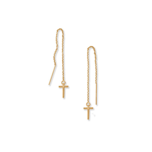 14k Gold Plated Sterling Silver 'T' Initial Threader Earrings