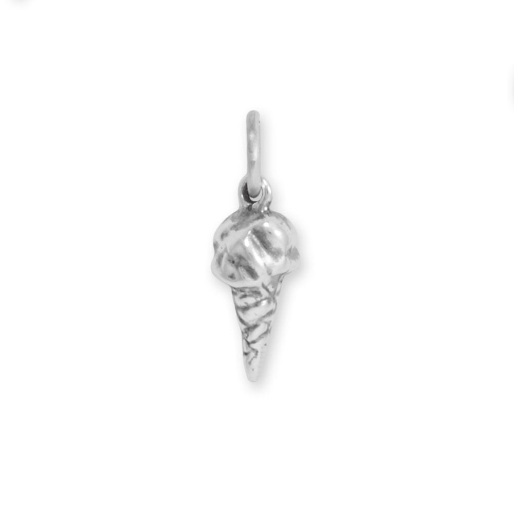 Authentic 925 Sterling Silver 3D Ice Cream Cone Women's Charm for Bracelet or Necklace