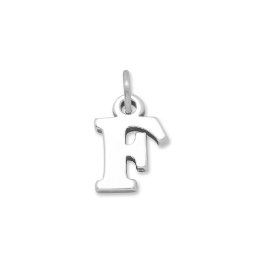 Authentic 925 Sterling Silver Oxidized Block Letter F Women's Charm for Bracelet or Necklace