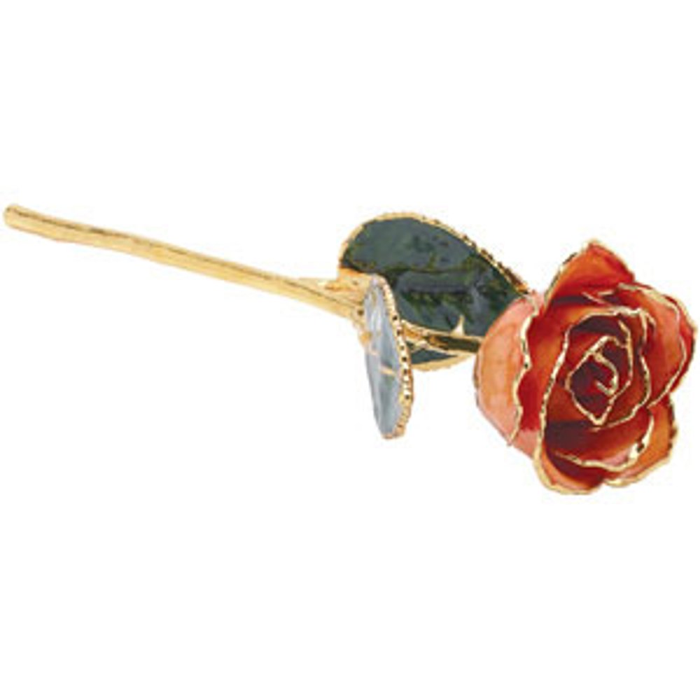 Lacquered Orange Rose with Gold Trim