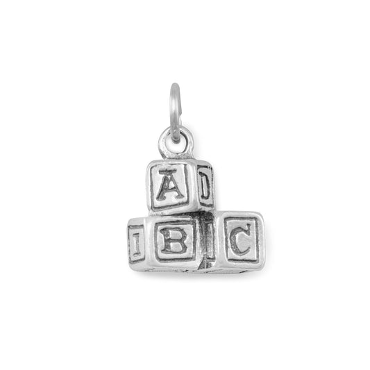 Authentic 925 Sterling Silver ABC Blocks Women's Charm for Charm Bracelet or Necklace