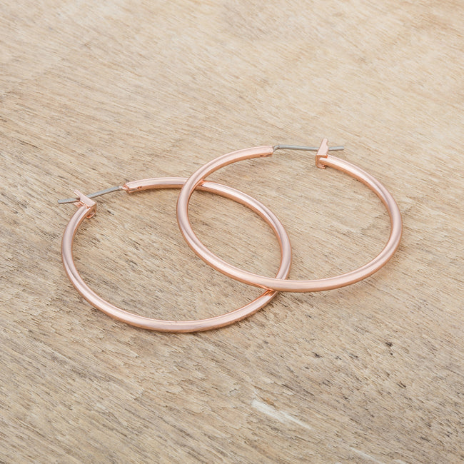 Rose Goldtone 37mm Round Hoop Earrings