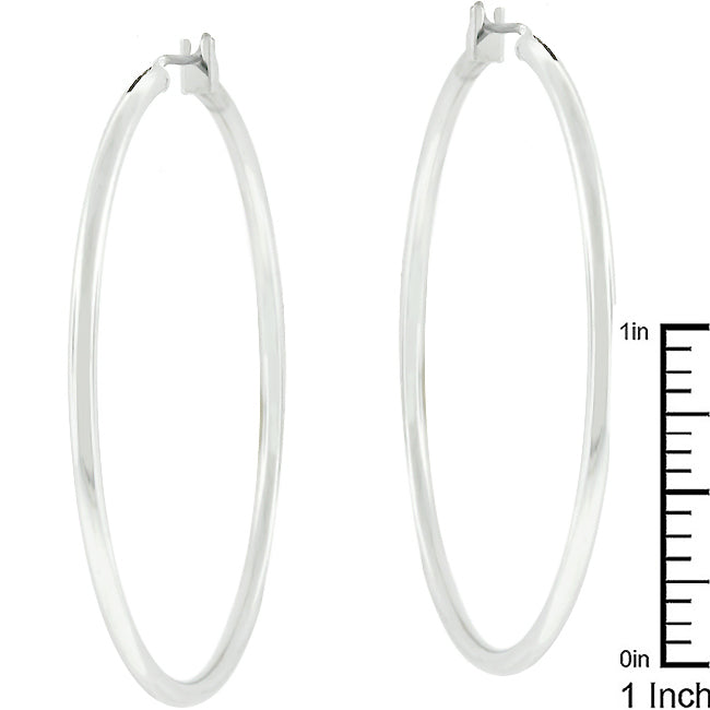 Silvertone 46mm Round Hoop Earrings