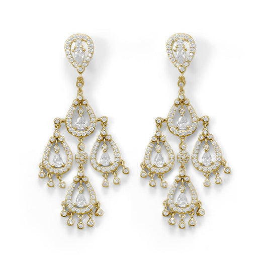 14k Goldplated Sterling Silver Cubic Zirconia Chandelier Earrings