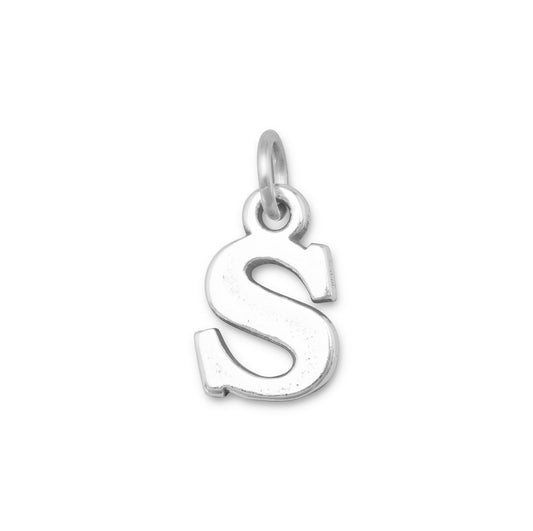 Authentic 925 Sterling Silver Oxidized Block Letter S Women's Charm for Bracelet or Necklace