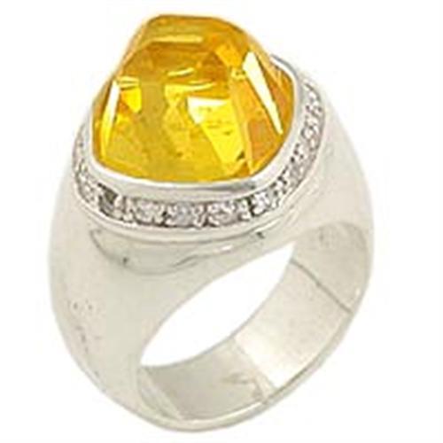 High Polished 925 Sterling Silver Ring with AAA Grade CZ  in Citrine