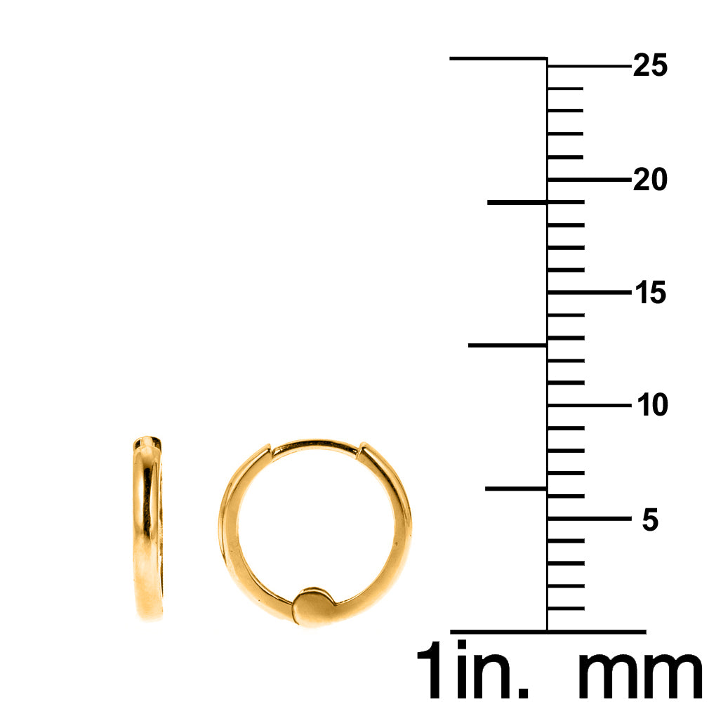 Genuine 14k Yellow Gold Extra Small 1.5mm Thin Hinged Hoop Earrings - 8mm Diameter