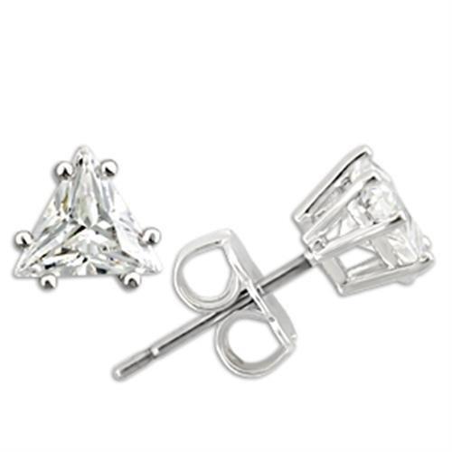 Rhodium 925 Sterling Silver Earrings with AAA Grade CZ  in Clear