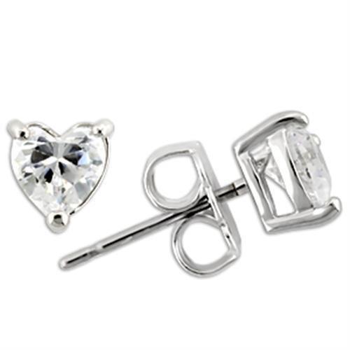 Rhodium 925 Sterling Silver Earrings with AAA Grade CZ  in Clear