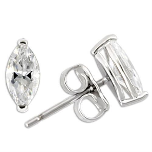 Rhodium 925 Sterling Silver Earrings with AAA Grade CZ  in Clear