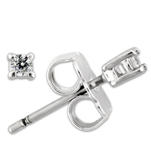 Rhodium 925 Sterling Silver Earrings with AAA Grade CZ  in Clear