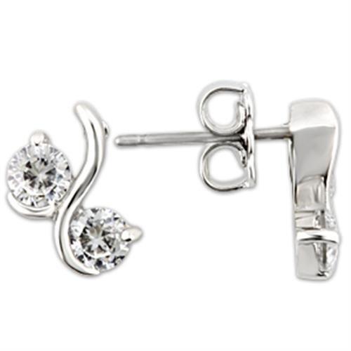 Rhodium 925 Sterling Silver Earrings with AAA Grade CZ  in Clear