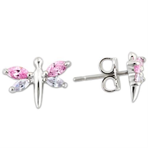 Rhodium 925 Sterling Silver Earrings with AAA Grade CZ  in Multi Color