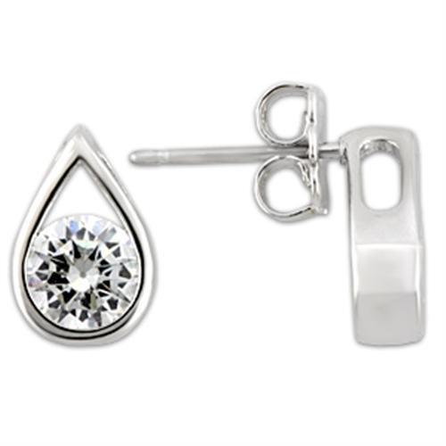 Rhodium 925 Sterling Silver Earrings with AAA Grade CZ  in Clear