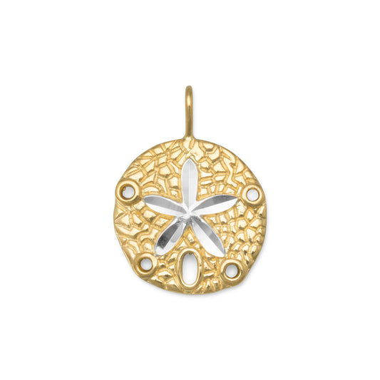 14k Yellow Gold Plated Sterling Silver Sand Dollar Pendant