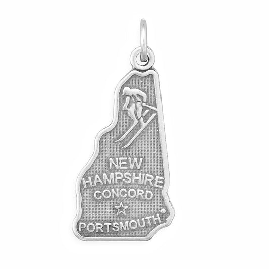 Authentic 925 Sterling Silver New Hampshire State Women's Charm for Bracelet or Necklace