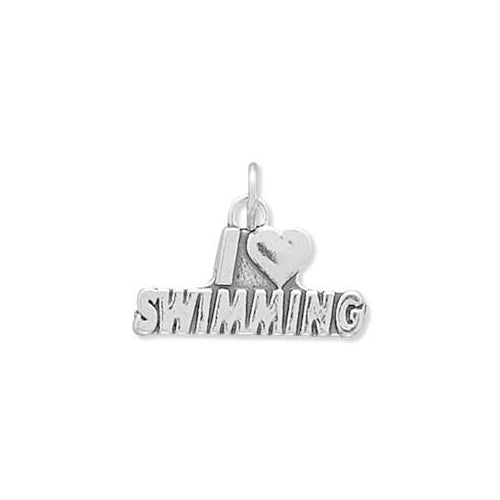 Sterling Silver I Love Swimming Charm