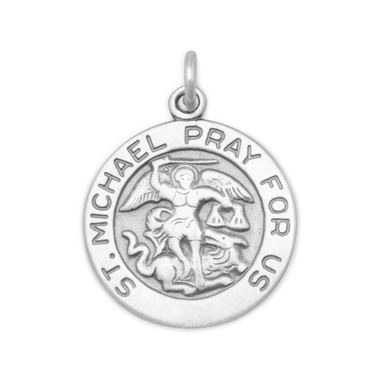 Sterling Silver St. Michael the Archangel Round Pendant