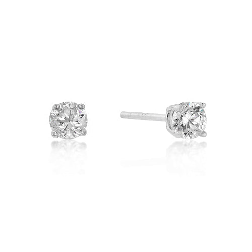 Sterling Silver 6mm Round-Cut Cubic Zirconia Stud Earrings