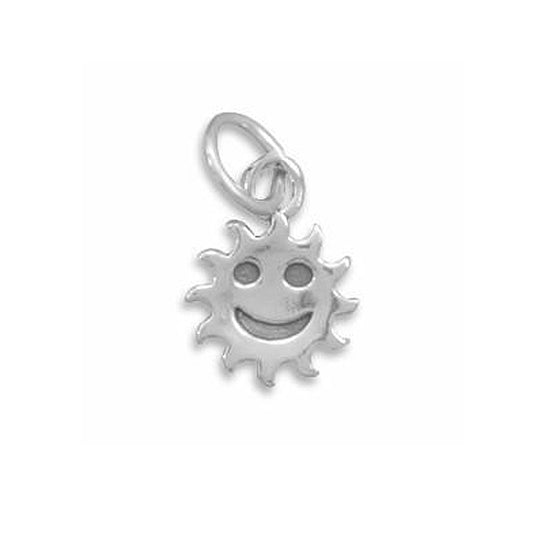 Authentic 925 Sterling Silver Smiley Face Sun Women's Charm for Bracelet or Necklace