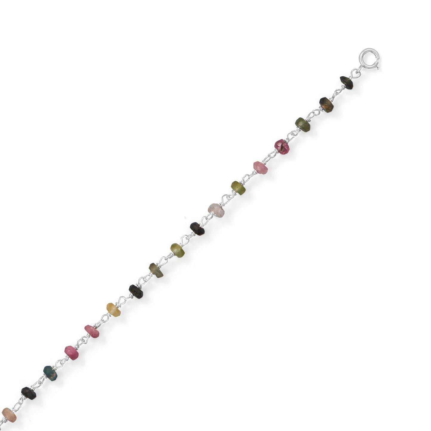 Sterling Silver Multicolor Tourmaline Anklet