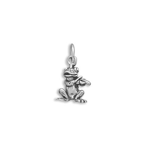 Sterling Silver Frog Playing Violin Charm