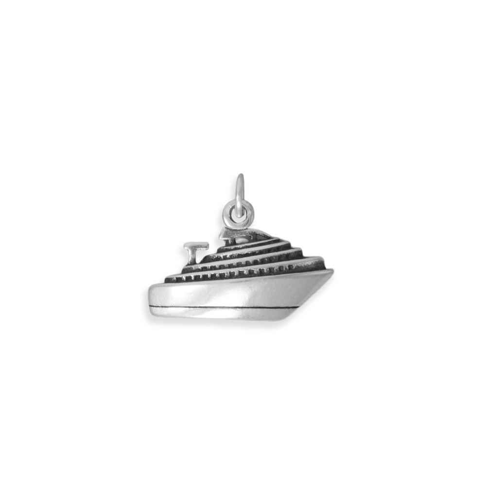 Authentic 925 Sterling Silver 3D Triple Deck Cruise Ship Women's Charm for Bracelet or Necklace