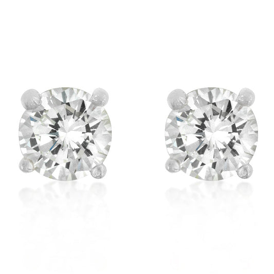 Sterling Silver 5mm Round Cubic Zirconia Earrings